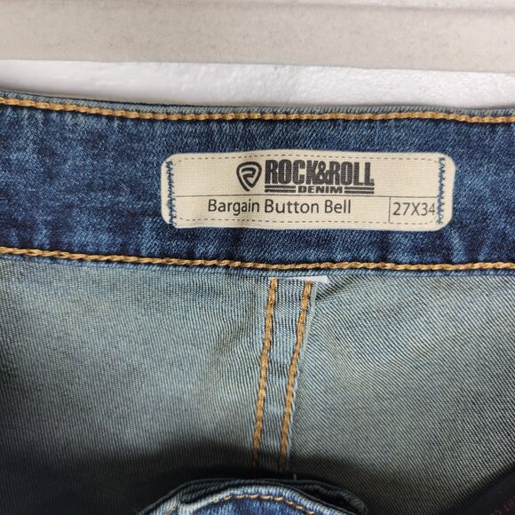 Rock & Roll Denim Women's Size 27 Jeans Bargain Button Bell - Picture 3 of 4